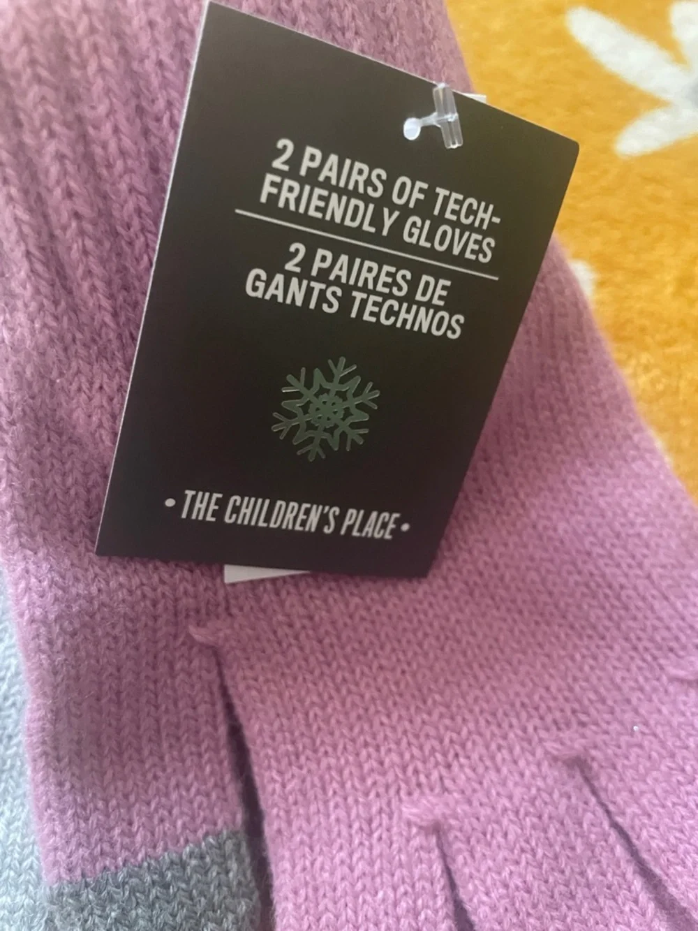 Kids Touchscreen Knit Gloves - Pink and Light Gray